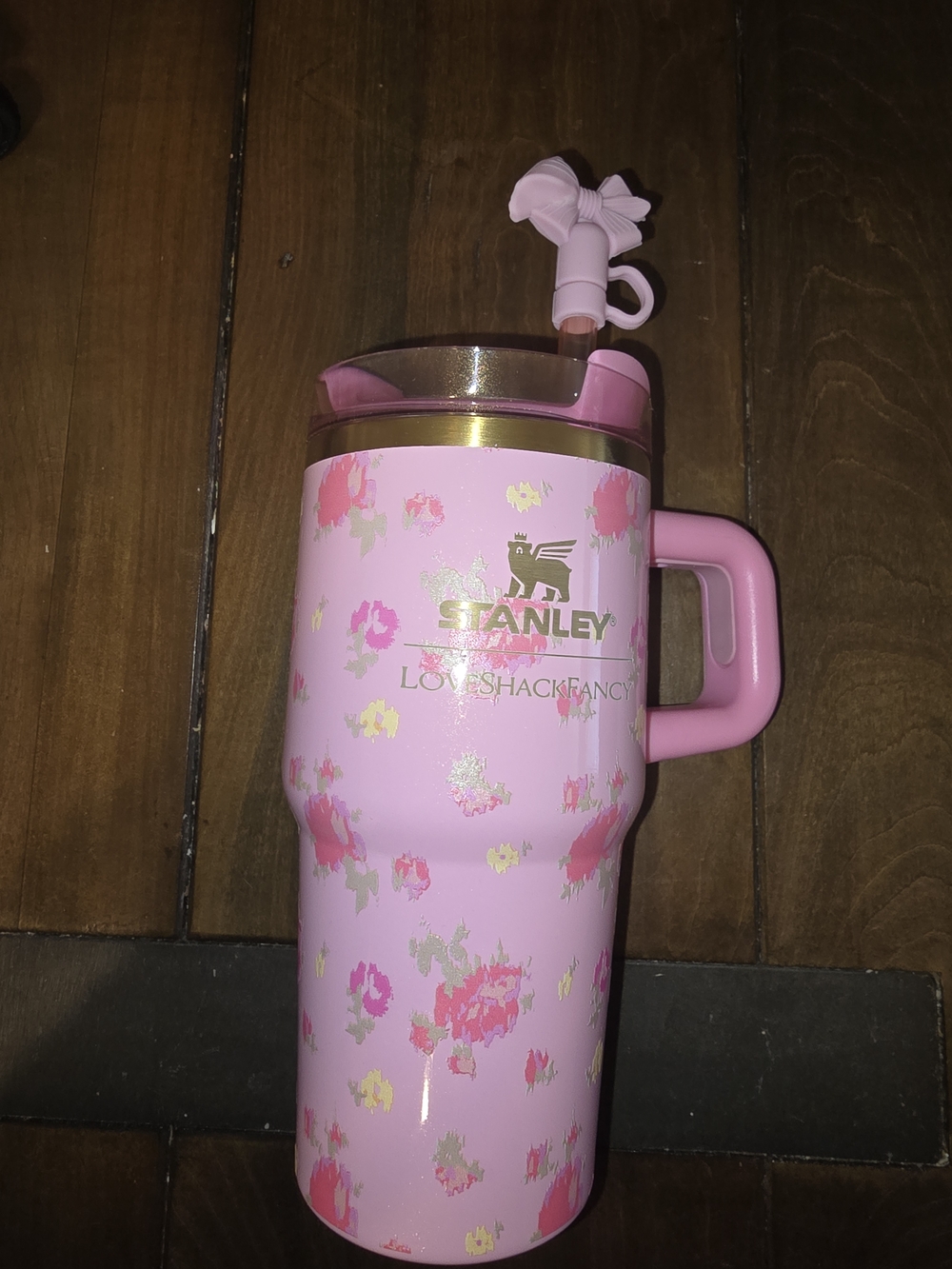 Stanley LoveShackFancy Pink Floral Travel Mug with Handle 20oz